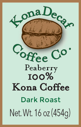 One pound decaffeinated Peaberry Kona Coffee - Dark Roast