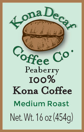 One pound decaffeinated Peaberry Kona Coffee - Medium Roast